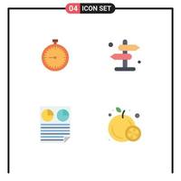 User Interface Pack of 4 Basic Flat Icons of stopwatch navigation quick watch data Editable Vector Design Elements