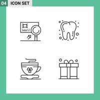 Stock Vector Icon Pack of 4 Line Signs and Symbols for analysis coffee detection dentist ireland Editable Vector Design Elements