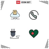 4 Creative Icons Modern Signs and Symbols of cloud plug notebook phone heart Editable Vector Design Elements