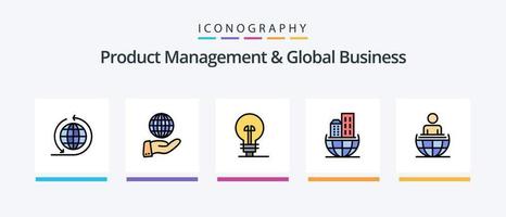 Product Managment And Global Business Line Filled 5 Icon Pack Including selection. modern. return. human. modern. Creative Icons Design vector