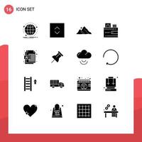 Universal Icon Symbols Group of 16 Modern Solid Glyphs of ai money mountain cash sun Editable Vector Design Elements