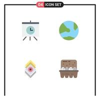 grupo de 4 iconos planos modernos establecidos para la aplicación de configuración de la placa servidor en línea elementos de diseño vectorial editables vector