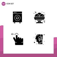 Solid Glyph Pack of 4 Universal Symbols of automation gesture equipment food ecology Editable Vector Design Elements