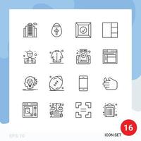 Pack of 16 creative Outlines of man jacket delivered repairman handyman Editable Vector Design Elements