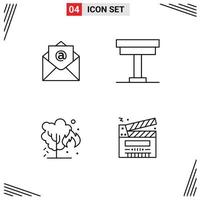 Set of 4 Commercial Filledline Flat Colors pack for email environment chair interior pollution Editable Vector Design Elements