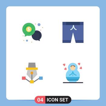 User Interface Pack of 4 Basic Flat Icons of business drawing communication sport design Editable Vector Design Elements
