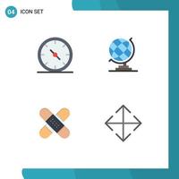Set of 4 Commercial Flat Icons pack for business healthcare office globe medical Editable Vector Design Elements