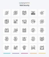 Creative Web Security 25 OutLine icon pack  Such As anonymous. keyboard. data encryption. hacker. cyber vector