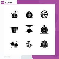 9 iconos creativos, signos y símbolos modernos de decoración de interiores, medición de monedas, cocina, elementos de diseño vectorial editables vector