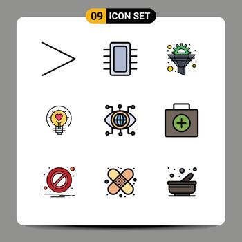 9 Universal Filledline Flat Color Signs Symbols of tips light cog valentine optimization Editable Vector Design Elements