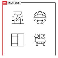 Modern Set of 4 Filledline Flat Colors Pictograph of balance layout kitchen internet hospital Editable Vector Design Elements