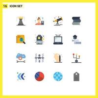 Universal Icon Symbols Group of 16 Modern Flat Colors of search files business analyst education telescope Editable Pack of Creative Vector Design Elements
