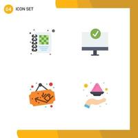 Mobile Interface Flat Icon Set of 4 Pictograms of business cup computers gadget sign board Editable Vector Design Elements