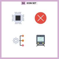 Set of 4 Commercial Flat Icons pack for big sign database close company structure Editable Vector Design Elements