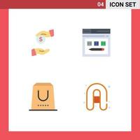 4 User Interface Flat Icon Pack of modern Signs and Symbols of bribe buy corrupt web e Editable Vector Design Elements