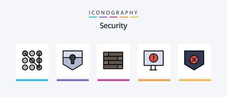 la línea de seguridad llenó el paquete de 5 íconos que incluye . proteger. seguridad. almohadilla de bloqueo. ajustes. diseño de iconos creativos vector