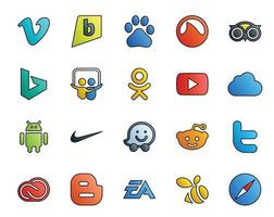 20 Social Media Icon Pack Including twitter waze slideshare nike icloud vector