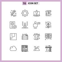 Mobile Interface Outline Set of 16 Pictograms of remove gadget computer devices prescription Editable Vector Design Elements