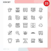 Pictogram Set of 25 Simple Lines of electronic mobile money cell phone construction Editable Vector Design Elements