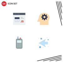 User Interface Pack of 4 Basic Flat Icons of code radio development mental wireless Editable Vector Design Elements