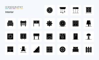 25 Interior Solid Glyph icon pack vector