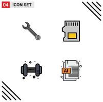 4 Creative Icons Modern Signs and Symbols of wrench gym construction sd dumbell Editable Vector Design Elements