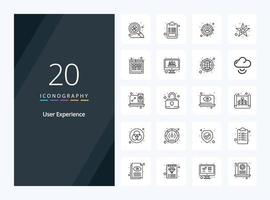 20 User Experience Outline icon for presentation vector