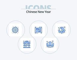 año nuevo chino paquete de iconos azules 5 diseño de iconos. yang chino. fuego. año. nuevo vector