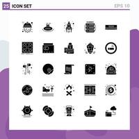 25 Thematic Vector Solid Glyphs and Editable Symbols of cooling server rocket rack edit Editable Vector Design Elements