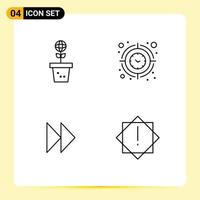 Universal Icon Symbols Group of 4 Modern Filledline Flat Colors of eco timer nature focus forward Editable Vector Design Elements