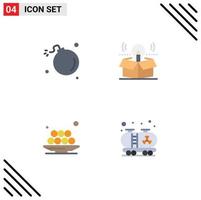 Pack of 4 Modern Flat Icons Signs and Symbols for Web Print Media such as bomb solution meteor package iftar Editable Vector Design Elements