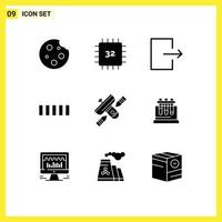 Pictogram Set of 9 Simple Solid Glyphs of broadcasting signal gadget phone send Editable Vector Design Elements