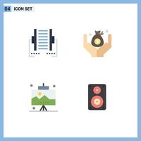 Stock Vector Icon Pack of 4 Line Signs and Symbols for computer office digital money work Editable Vector Design Elements