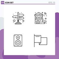 Modern Set of 4 Filledline Flat Colors and symbols such as directions hifi home wifi monitor Editable Vector Design Elements