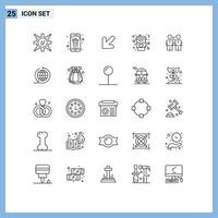 conjunto de 25 iconos de ui modernos símbolos signos para asociación larga bebida de teléfono inteligente café elementos de diseño vectorial editables vector