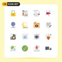 Group of 16 Flat Colors Signs and Symbols for internet right news forward party Editable Pack of Creative Vector Design Elements