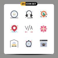 paquete de iconos de vector de stock de 9 signos y símbolos de línea para elementos de diseño de vector editables de mapa de ubicación multimedia de mapa de puntos