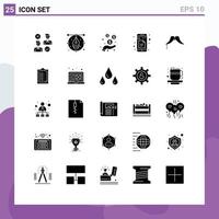 Modern Set of 25 Solid Glyphs and symbols such as app docs pen data money Editable Vector Design Elements