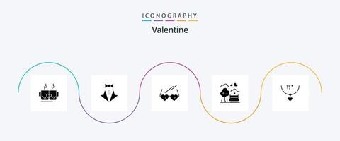 Valentine Glyph 5 Icon Pack Including day. valentine. love. wedding. suit vector