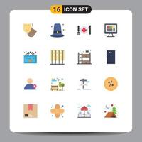 Set of 16 Modern UI Icons Symbols Signs for drink internet dinner website browser Editable Pack of Creative Vector Design Elements