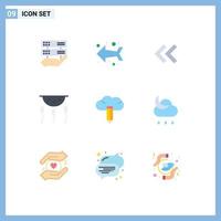 Pack of 9 Modern Flat Colors Signs and Symbols for Web Print Media such as pencil cloud arrows process chemistry Editable Vector Design Elements