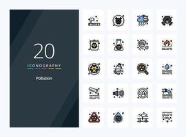 20 Pollution line Filled icon for presentation vector