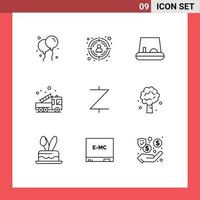 Mobile Interface Outline Set of 9 Pictograms of apple cryptocurrency alarm blockchain truck Editable Vector Design Elements