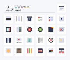 diseño 25 paquete de iconos de color plano que incluye página. lista. desplegable. diseño. boton de radio vector