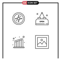 Stock Vector Icon Pack of 4 Line Signs and Symbols for navigation chart drink open money Editable Vector Design Elements