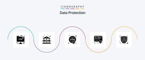 paquete de iconos de glifo 5 de protección de datos que incluye . encriptación UE. datos. identificación vector