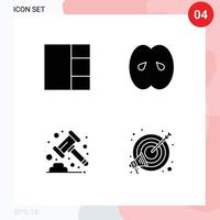 User Interface Pack of Basic Solid Glyphs of grid law food peach goal Editable Vector Design Elements