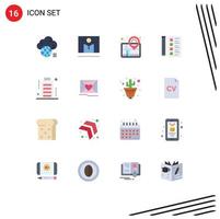 16 Thematic Vector Flat Colors and Editable Symbols of development check media player business pin Editable Pack of Creative Vector Design Elements