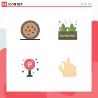Group of 4 Flat Icons Signs and Symbols for healthy traffic agriculture plant in Editable Vector Design Elements
