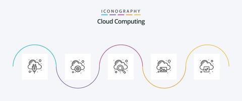 paquete de iconos de la línea 5 de computación en la nube que incluye la nube. fotografía. nube. foto. imagen vector